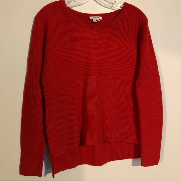 Helmut Lang Red Sweater Long Sleeve P Ribbed Wool Mixed Petite - Picture 6 of 6